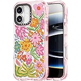 Rosarnnah for iPhone 17 Case Cute - Military-Grade 20 ft Drop Protection Shockproof Phone Case - Funny Passion Flower Design (6.3") Glitter Pink