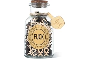 LZAOA Jar of Fucks 7oz Gift Jar, Fucks to Give Jar, Wooden Cutout Fuck Letter Piece, Bad Mood Vent Gift for Christmas, Valentine's Day, Birthday, Funny Gift for Boyfriend, Girlfriend