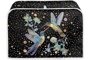 Annejudy Toaster Cover for 2 Slice Bread Toaster Oven - Dustproof, Waterproof Kitchen Small Appliance Cover - Home Kitchen Accessories Decor With Birds Floral Print