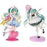 Anime Style Twin-Tail Girl Action Figures Set, 8.27 Inch Cute Dress Collectible Figurines with Display Base, PVC Cartoon Character Statues for Desk Decor Gift (2PCS)