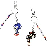 JUST FUNKY Sonic and Shadow Keychain Set 2 Pack Enamel Metal Sonic the Hedgehog Beaded Accessory