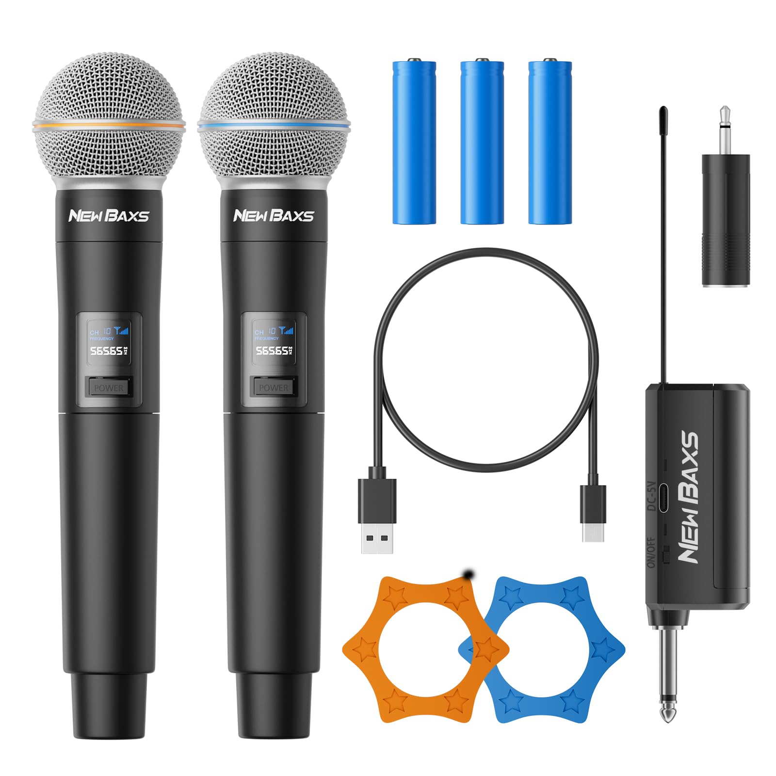 Photo 1 of Wireless Microphone, Rechargeable Dual Cordless Handheld Dynamic Wireless Mics,NEWBAXS Karaoke Microphones with 1/4'' Output for Karaoke, Meeting, Singing, Church, Wedding