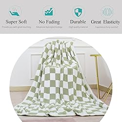 GCQC Checkered Throw Blanket, Knitted Checkerboard