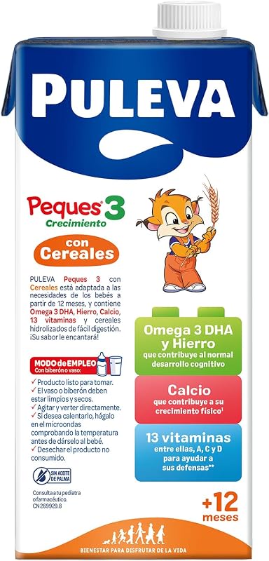 Crianças de 3 anos com cereais Crescimento do Leite +12 meses, embalagem 6x1L