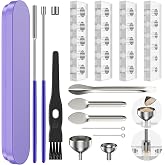 15Psc Filling Tools Tray Kit - Capsule Tamper Filler Maker Tool | Tray Holder - For Home &amp; Lab Empty Gel Spoon Scoops Funnel Fill Size #000 00 0 1 2 3 Funnels