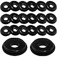 Yumfugu 20 PCS Car Gladhand Seals, Rubber Flexible Elasticity Round Gaskets, Air Hose Gladhands Grommets Repair Accessories, Universal for Semi Trucks Trailers Brake Air Hose (Black)