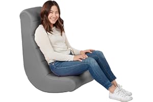 Factory Direct Partners Soft Ergonomic Horizontal Soft Floor Video Rocker - Cushioned Ground Chair Great for Reading, Gaming or Watching TV for Kids, Teens and Adults - Gray, 10489-GY