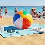SHATCHI 12 Pcs 20 Inch Inflatable Rainbow Beach Ball Multicolour Pool Toy view 2