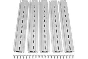 10 Pcs 8 Inch Aluminum DIN Rails, Top Hat Slotted DIN Rail, 7.5 mm Height x 35 mm Width x 8 Inch Length, with 20 Pcs MXU-DIN-