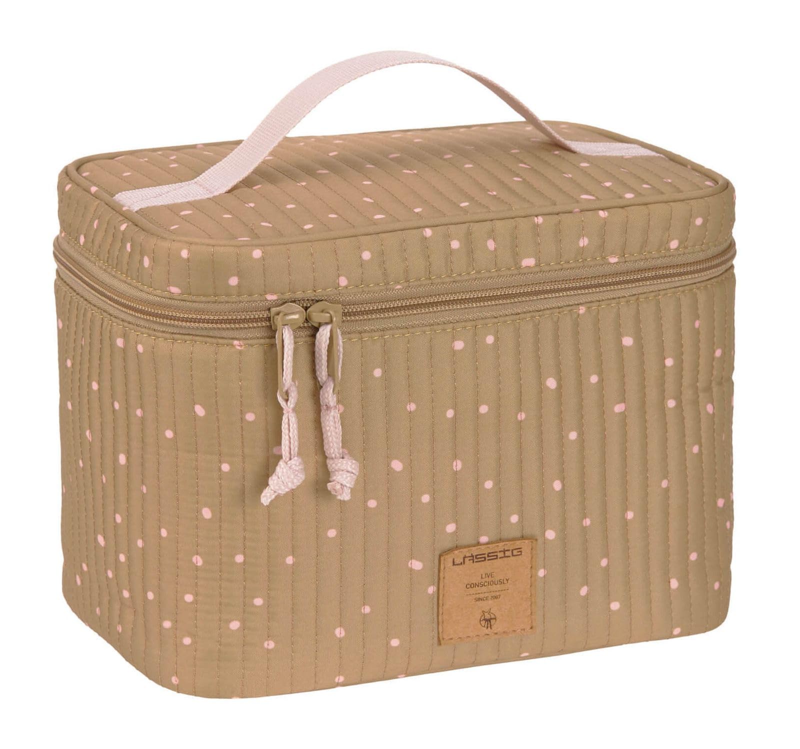 LÄSSIG Baby Changing Table Organiser Nappy Organiser to Go/Casual Nursery Caddy to Go Dots Curry