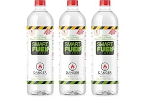 SMART FUEL ETHANOL Smart Fuel - Bioethanol Fuel for Fireplaces, Tabletop Fires, Stoves & Burners, Flash-Free, Toxic-Free & Clean Burning Bio Ethanol, Sustainable & Denatured Alcohol - 1 Liter, Pack of 3