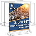 Acrylic Sign Holder 8.5 x 11 Vertical Double-Sided Flyer Display Stands, Plastic Table Menu Stand, Clear Picture Paper Frames for Office Home Store Restaurant 6Pack
