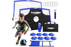 JumpJoys Kids Soccer Goal for Backyard| 6x4 ft Portable Pop Up Soccer Goal Kids Soccer Net | Practice Soccer Net in Multiple Colors | Single Net, Set of Two, Double with Accessories