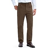 PLEPAN Men's Corduroy Pants Classic Casual Pants Elastic Waist Straight Leg Loose Fit Streetwear Commuting with 5 Pockets