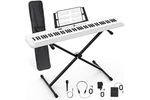 AFGJYBVD 88 Key Piano Keyboard, Semi Weighted Electronic Digital Piano with Music Stand, Power Supply, Sustain Pedal, Bluetooth, Stand, MIDI, for Beginner Professional at Home, Stage