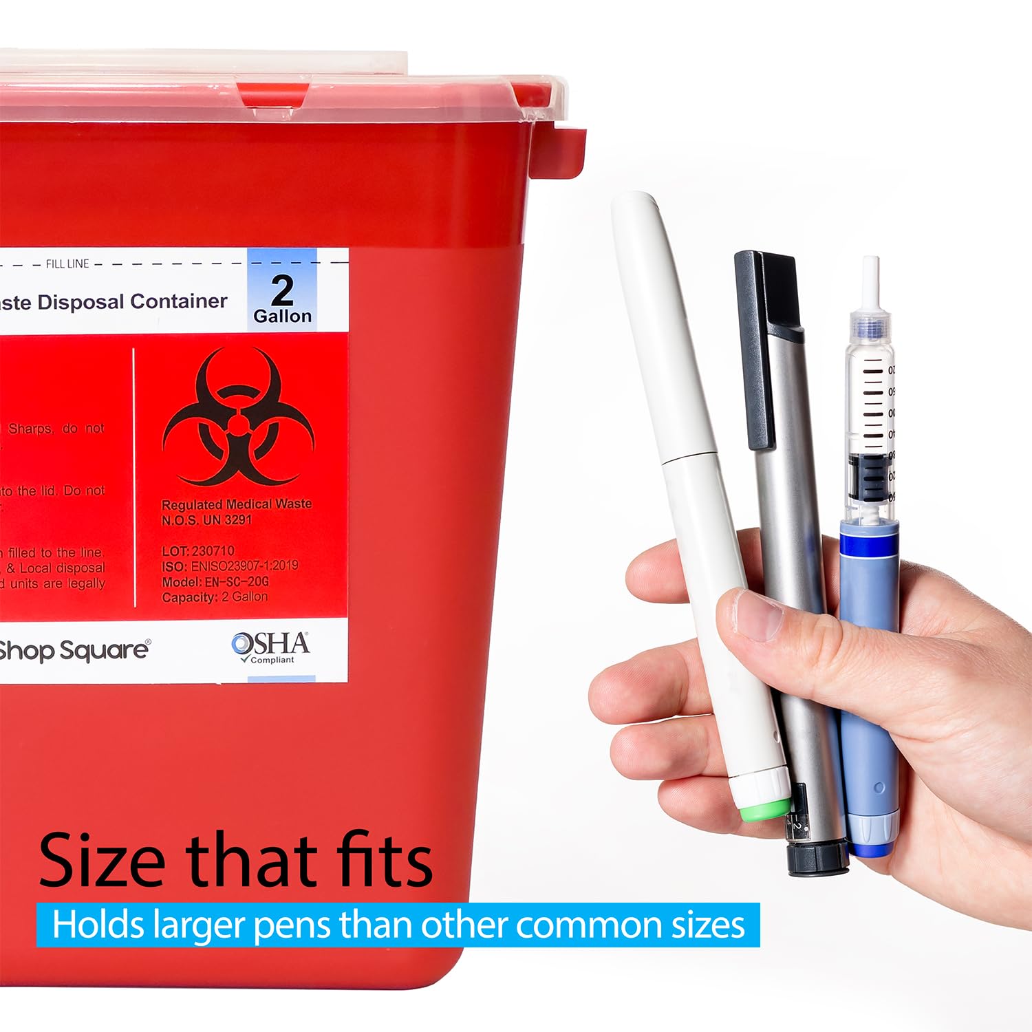 Sharps Containers for Home Use 2 Gallon (3-Pack) - Needle Disposal, Professional Grade Biohazard Containers