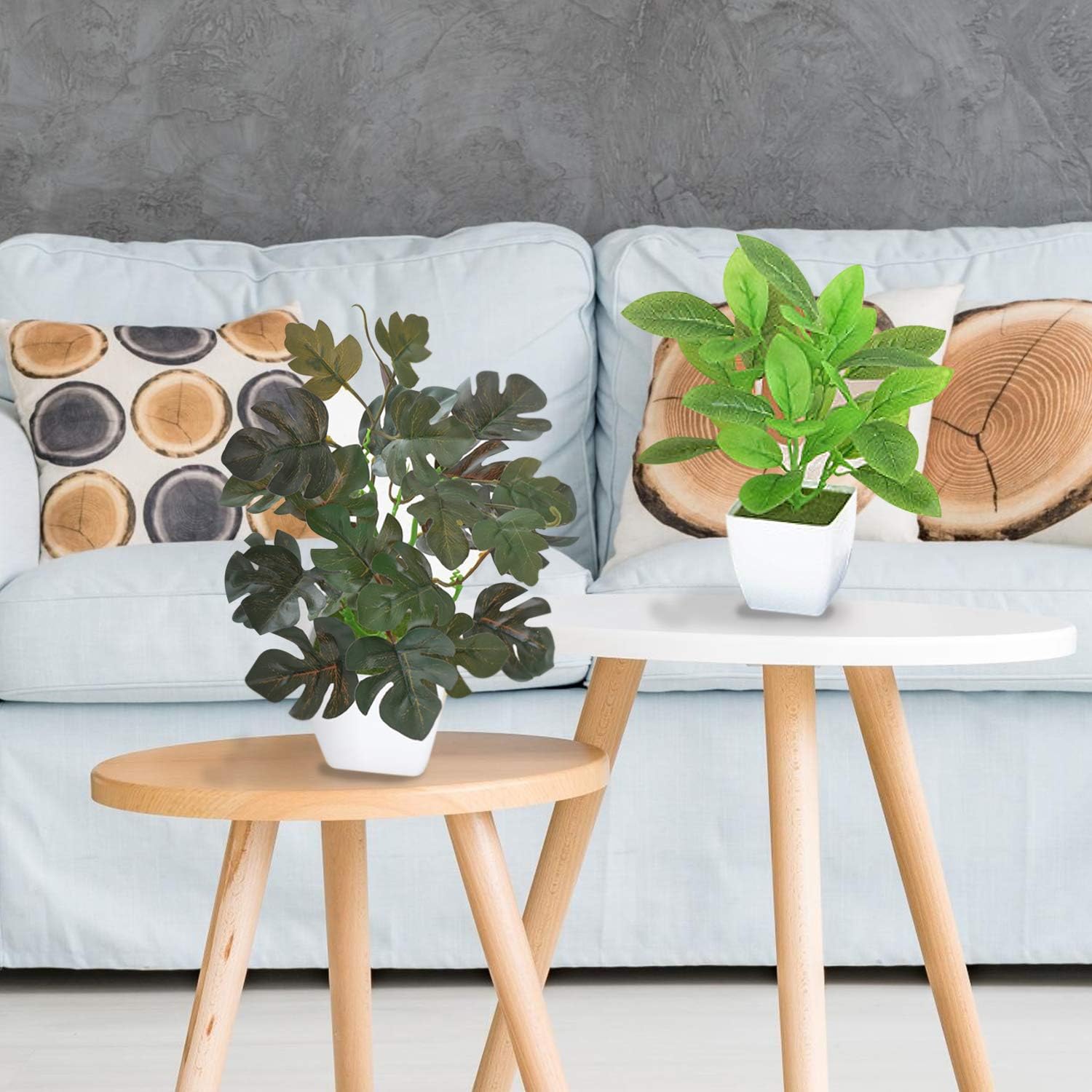 YOLETO Fake Plants in Pots for Home Decor, 2Pack Faux Plants Artificial Greenery Plants for House, Bathroom Decorations (Magnolia Denudata Leave+Palm Monstera Leave): Furniture & Decor
