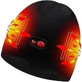 Rabbitroom Ladies Rechargeable Heated Beanie Hat,7.4V Electric Knit Hat Insulated Battery Thick Thermal Fabric Winter WarmHat