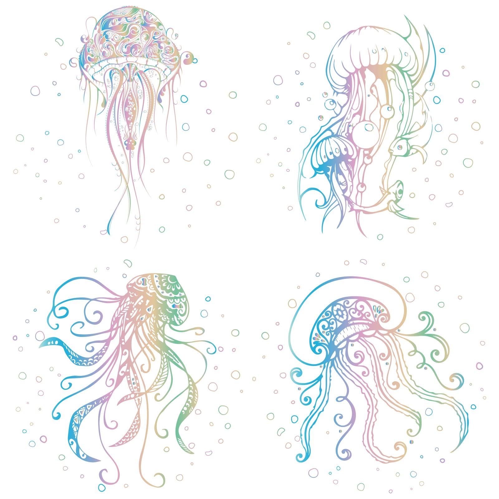 GORGECRAFT 4 Styles 6.3 Inch Sea Jellyfishes Window Decals Static Sea Animal Glass Sliding Door Sticker Clings Waterproof Vinyl Film Ocean Bedroom Bathroom Decals for Prevent Birds Dogs Pets Strikes