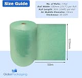Globe Packaging 500mm Green Biodegradable Bubble Wrap Roll 50m 10mm Bubbles view 2