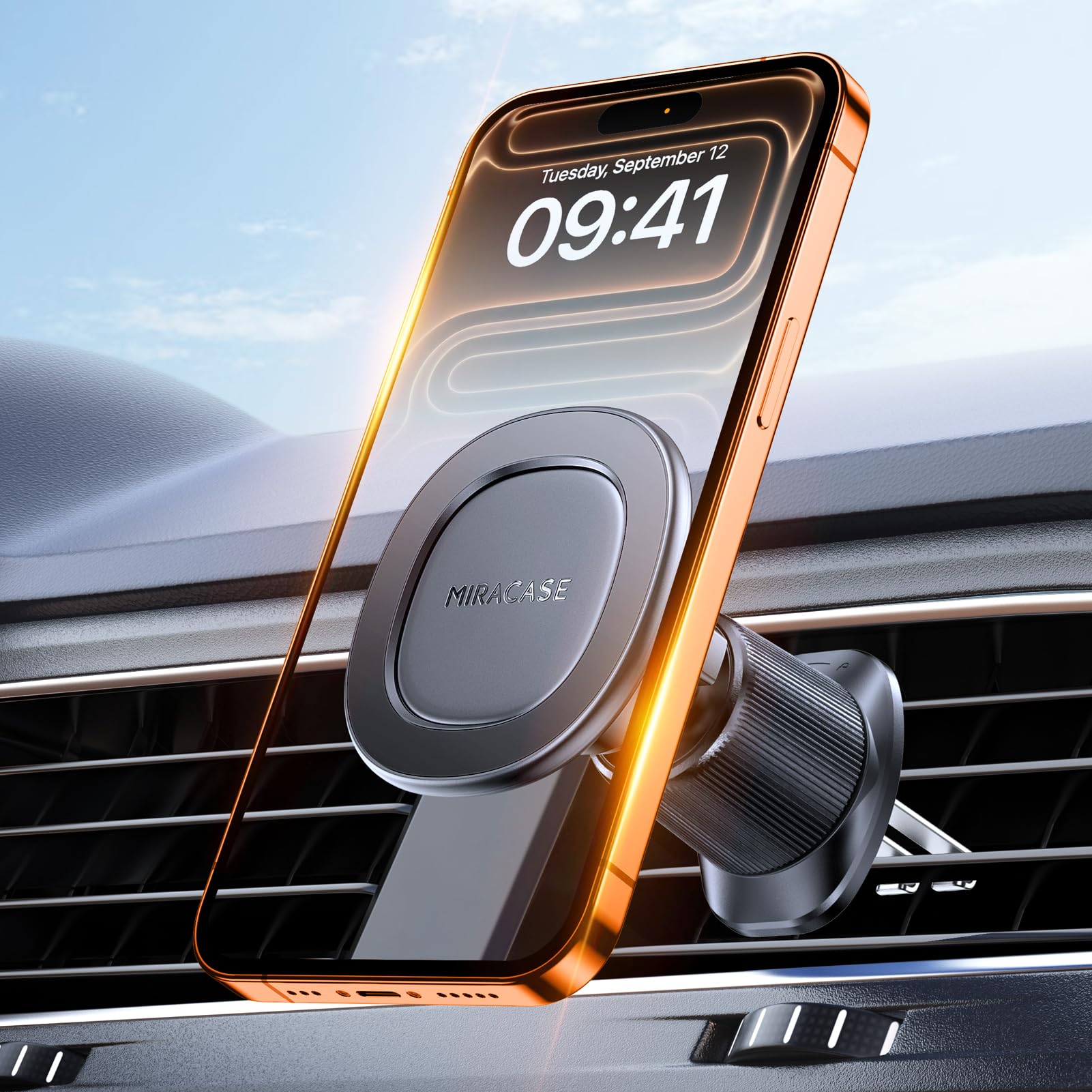 Photo 1 of Miracase for MagSafe Car Mount with Metal Hook Clip, Magnetic Phone Holders for Car Phone Holder, Compatible with Garmin GPS Fit iPhone Android and All Smartphones, Dark Black