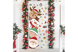 DEMONWER 44.88 x 15.75 Inch Christmas Door Decals Christmas Santa Claus Elk Snowman Door Sticker Decor for Holiday Christmas Kids Baby Nursery Playroom Bedroom Classroom Kindergarten Holiday Wall Decor