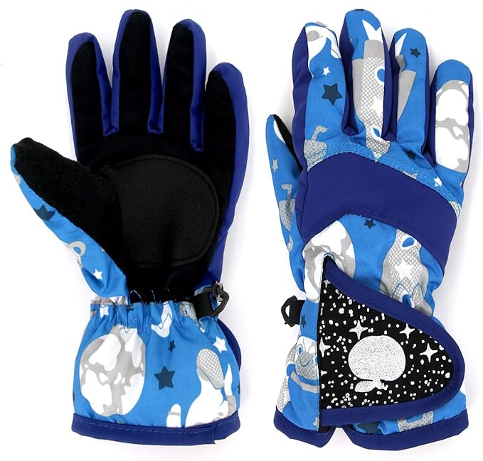Kids Snow Gloves, Waterproof Winter Gloves With Adjustable