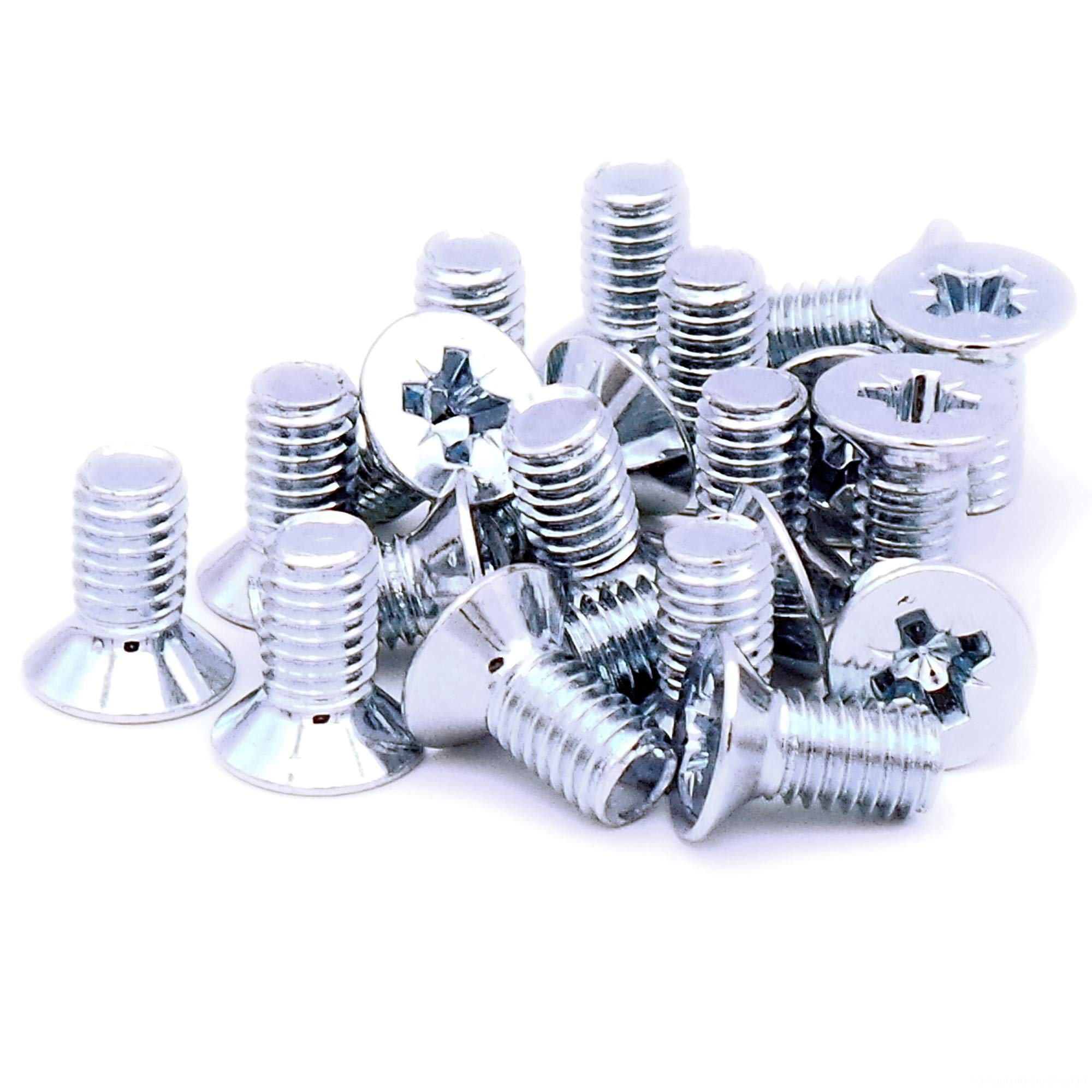 M6 (6mm x 12mm) Pozi Countersunk Machine Screw (Bolt) - Steel (Pack of 20)