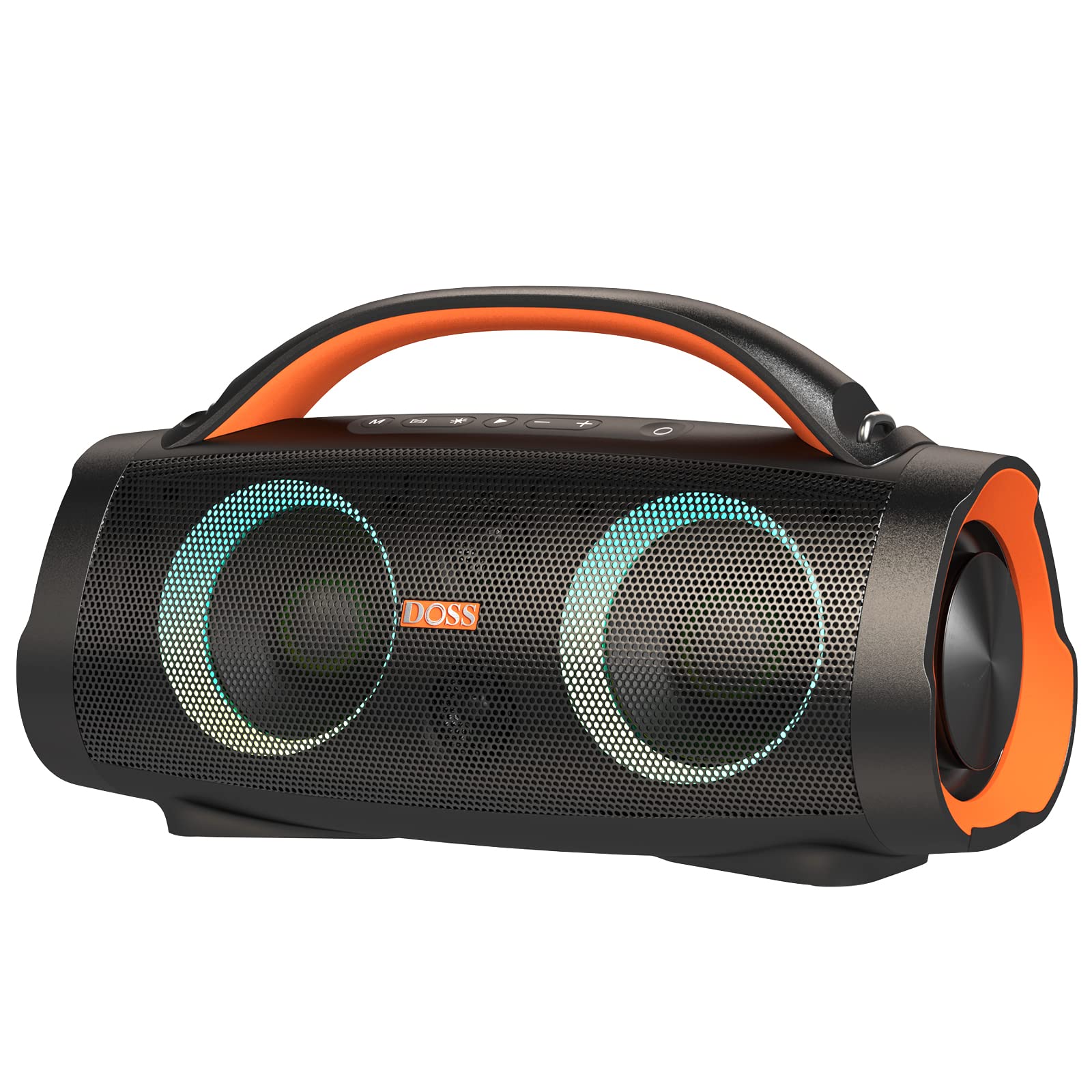 DOSS Extreme Boom Pro Bluetooth Speaker with 100W Stereo Sound, Rich Bass, IPX6 Waterproof, 20H Playtime, Power Bank, Mixed Color Light, Portable for Outdoor, Camping, Beach - Orange Image