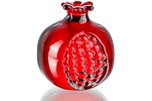 KRISININE Crystal Pomegranate Figurine Glass Pomegranate Artificial Fruit Paperweight for Home Office Tabletop Decor