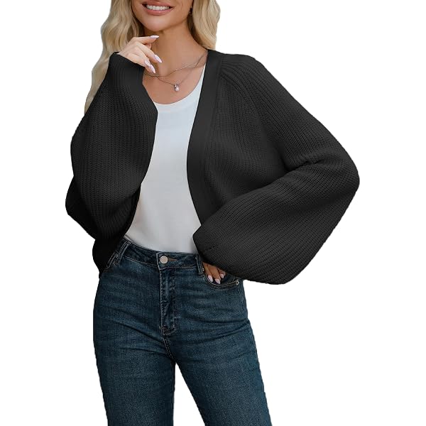 GORGLITTER Cardigan Bolero Super Crop Donna – Apertura Frontale, Leggero, Maniche Lunghe – Taglie XS-XL