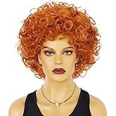 HUNIGIR Orange Curly Wig Women Short Afro 70s Orange Wig for Unisex Adult Heat Resistant Synthetic Hair for Cosplay Halloween Costume