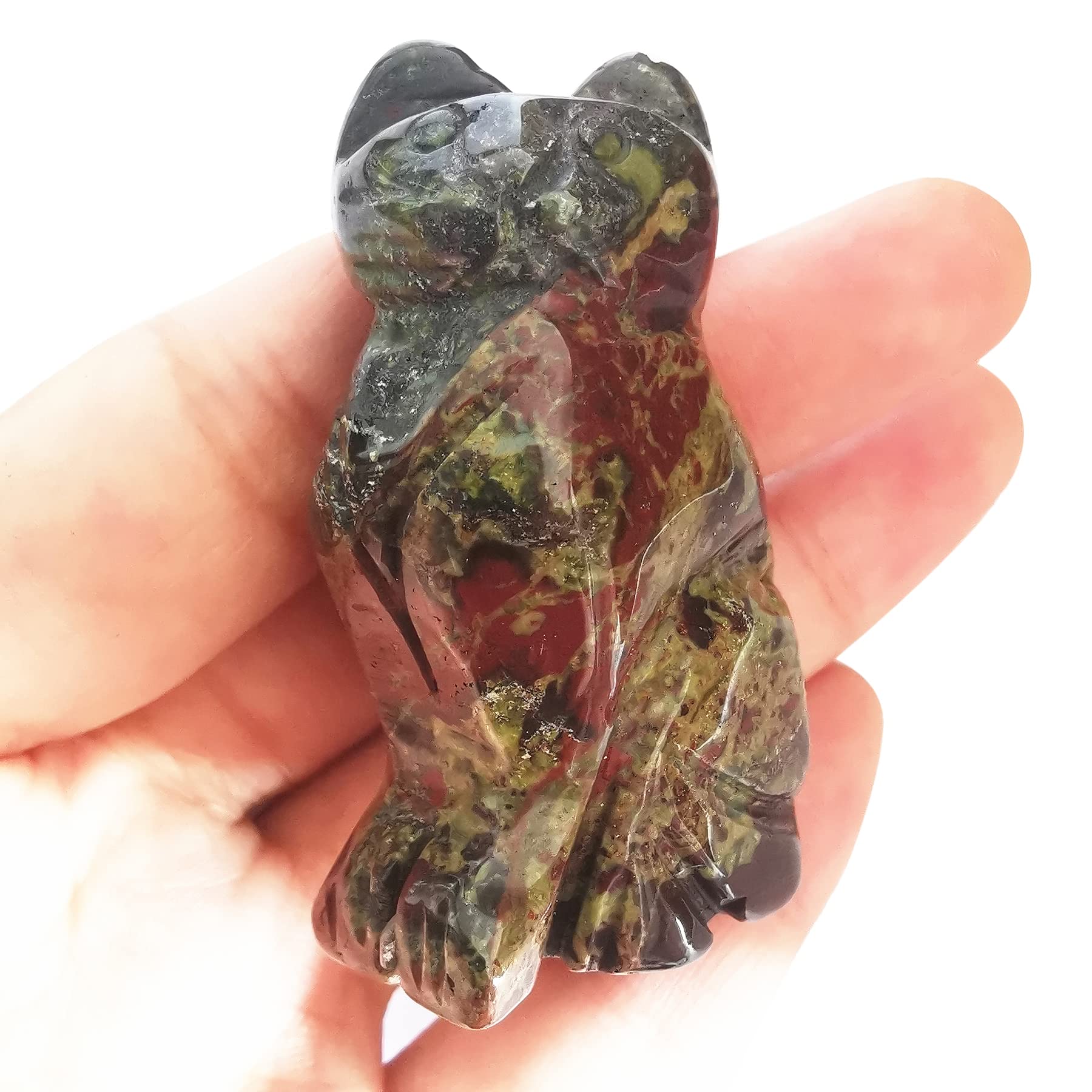 Lovionus89 Natural Dragon Bloodstone Cat Crystals Stones Statue, 5cm Pocket Carved Figurines Collectibles Room Decor