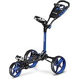 3 Wheel Golf Push Cart - Lightweight Folding Golf Walking Push Cart Roller Golf Bag Holder w/ Upper/Lower Bracket w/ Elastic