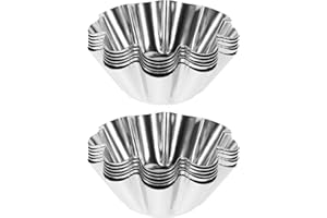 NIYANGLE 12pcs Stainless Steel Tart Pans Flower-Shaped Non-Stick Cake Molds for Baking Cupcakes and Egg Tarts