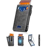 Wallet for Men RFID Wallet with 2 ID Windows & Money Clip, Slim Pop Up Card Holder for 10-12 Cards, Bifold Minimalist Smart Wallet for Front Pocket, Compact Metal Credit Card Holder, Gifts for Men