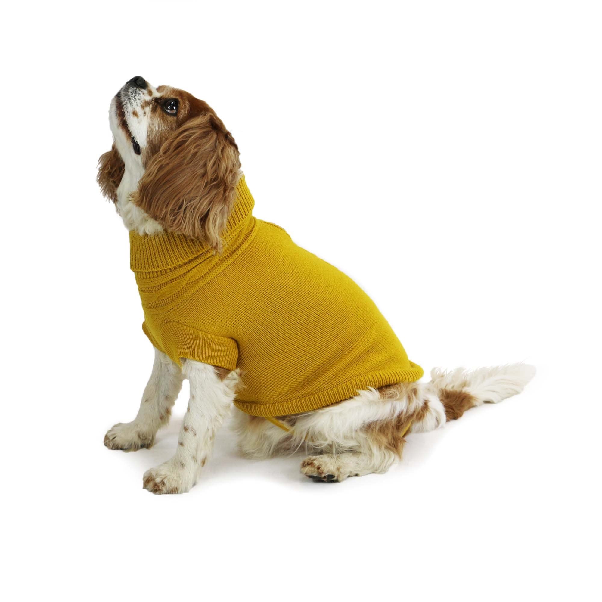 Ancol Mustard Cable Knit Dog Jumper for Dog Extra Warm Woollen Sweater with Leg Straps Rolled Neck Harness Hole Mustard Pet Puppy Apparel - XS — image 1