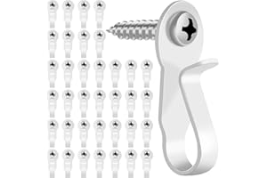 HiGift 36 Pack Light Hanger Hooks, White Stainless Steel Screw in Hook for Hanging Outdoor Lights, Rope Light Clips for Christmas and Holiday Decor, Wire and Fairy Led Lights