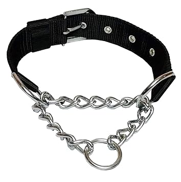 PSK Dog Choke Pet Nylon Half Chain Collar Half Choker Stainless Steel Dogs Collars 1 Piece Size - 1.25 inch Large (Color May Vary)