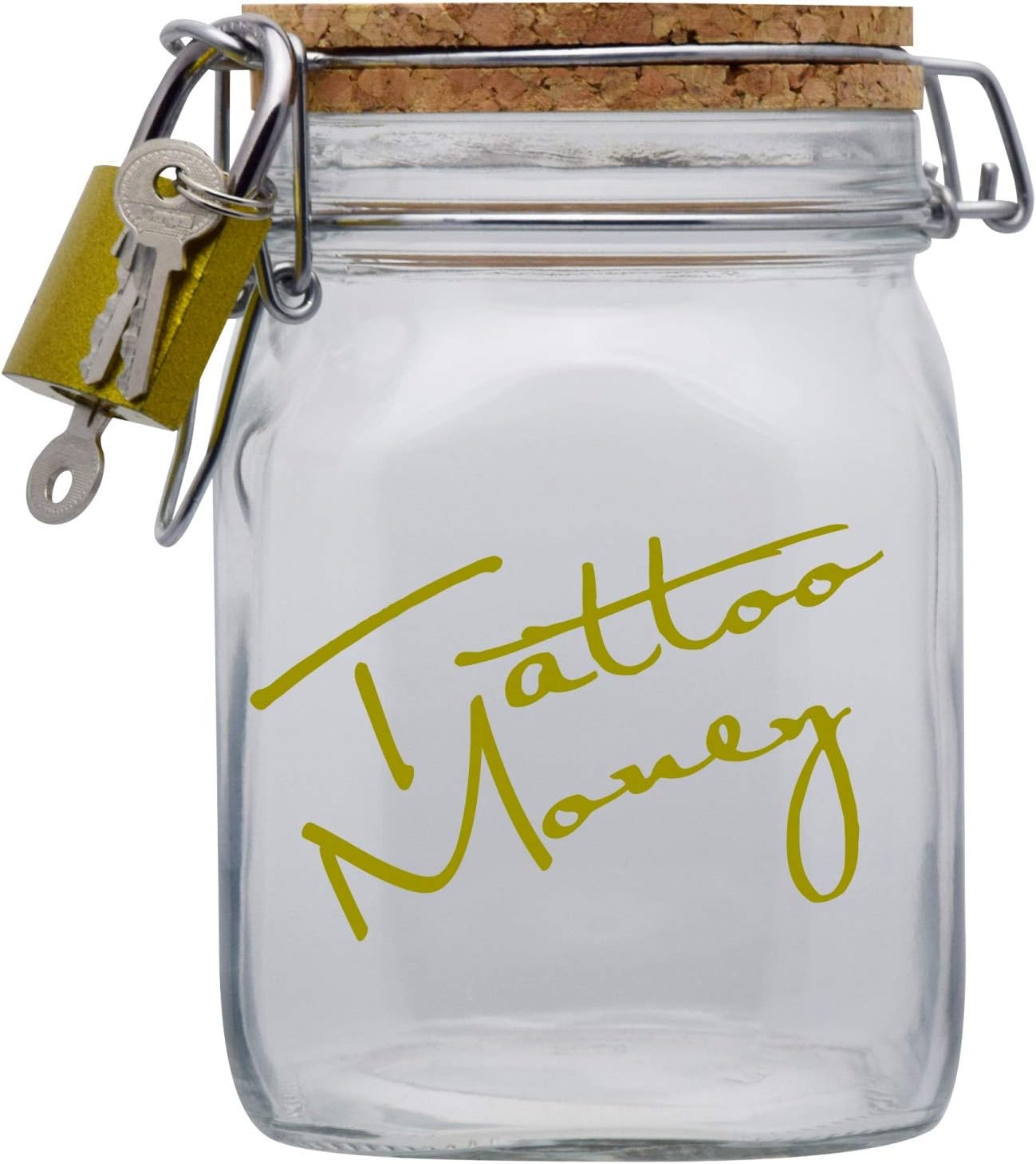 Tattoo Money Spardose Gold mit Korkdeckel Transparent L Amazon.de