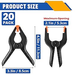 20 Pack 4.5 inch Plastic Spring Clamps, Black Heavy