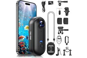 Hiwoor 360°Action Camera, Underwater Camera 30m Waterproof, Mini POV Portable Body Camera, WiFi Wearable Video Recorder 120° 
