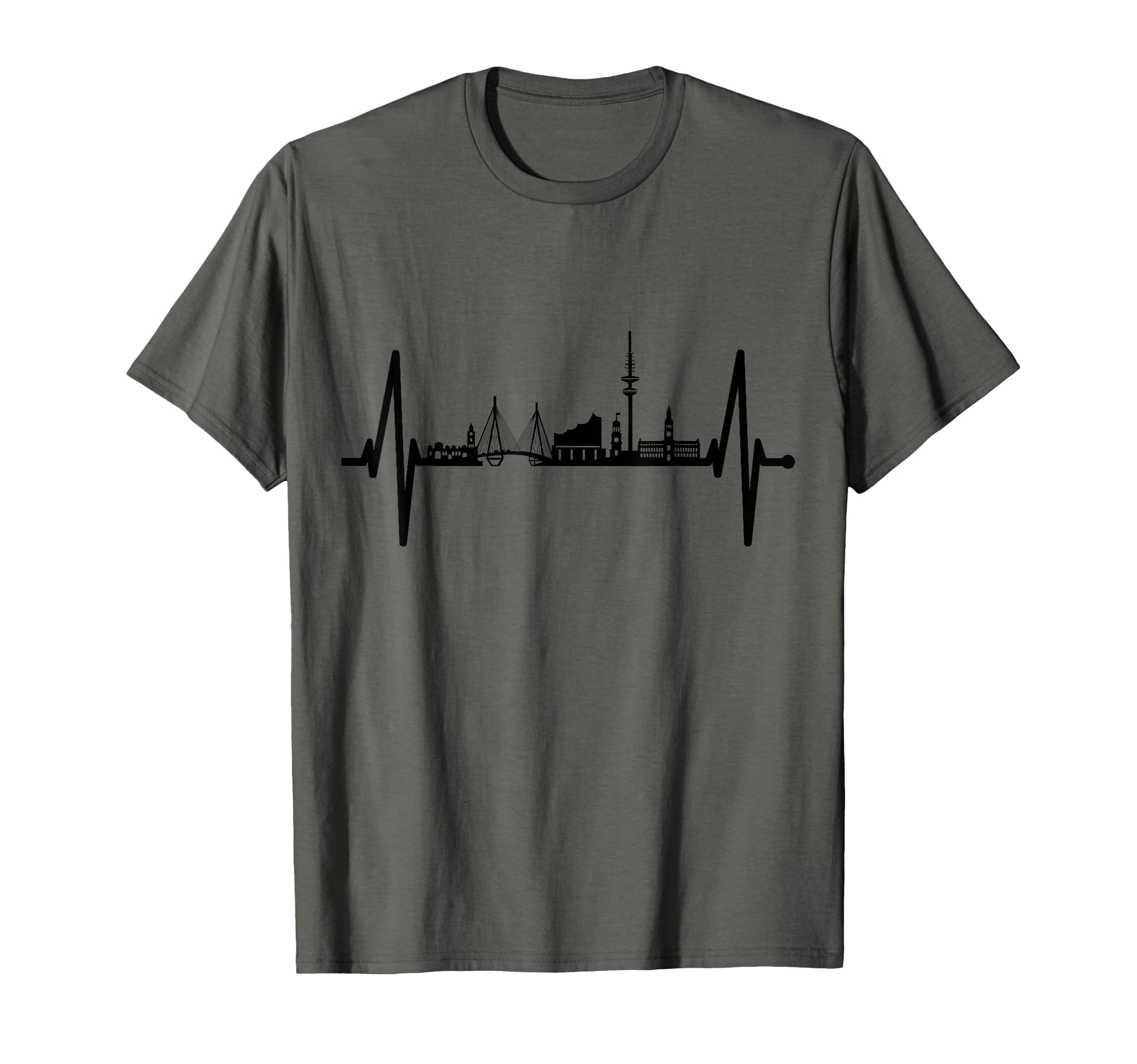 Hamburg Skyline Heartbeat Harbor Love Fan Hamburger T-Shirt