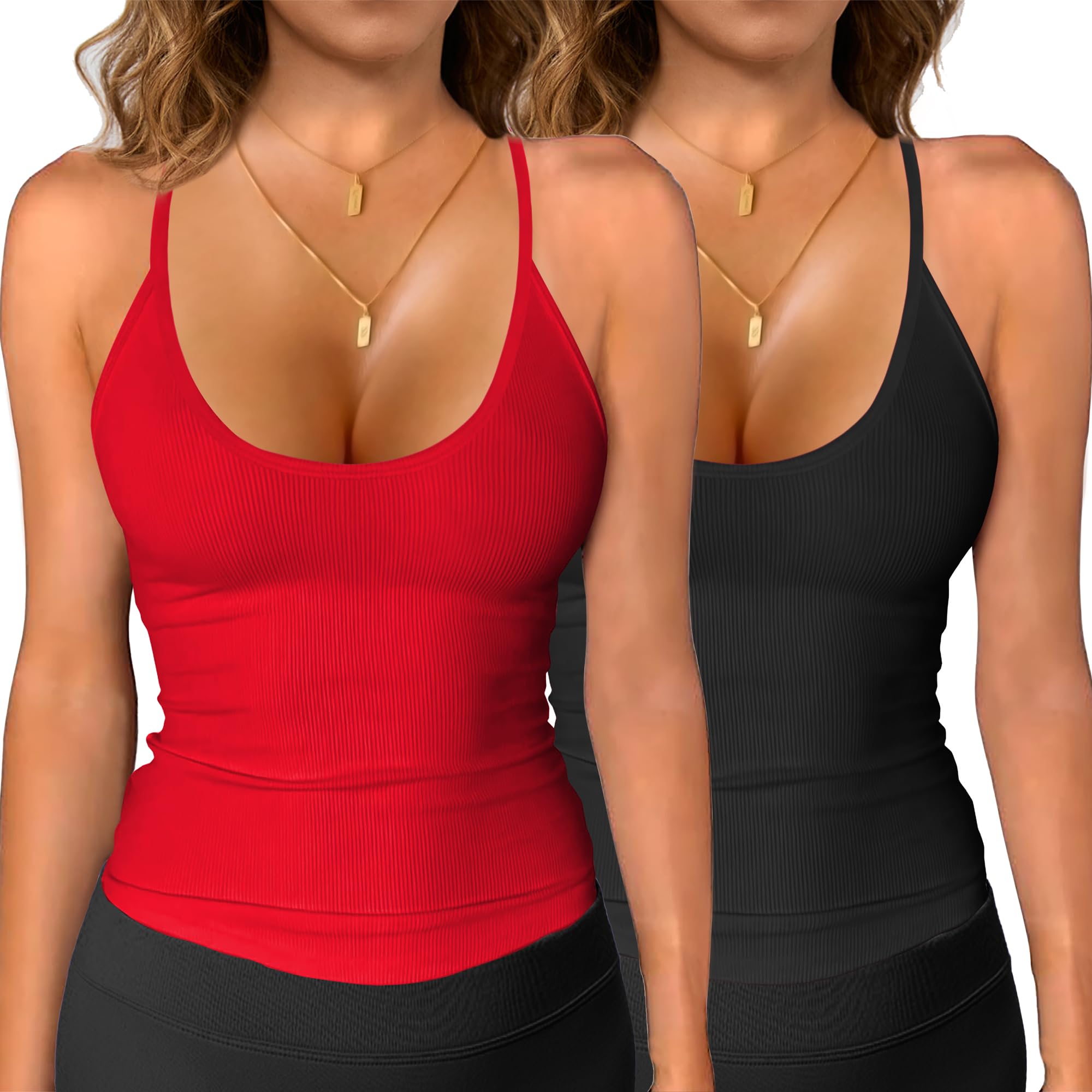 Endives Tank Top For Women 2025 Casual Summer V Neck Sleeveless Camisole Ring Straps Loose Fit Workout Basic Camisole Tops
