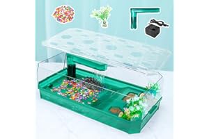 Wedoelsim Turtle cage Tortoise Terrarium with Pump＆Filter with Shower Function Easy to Change Water and Clean Water for Turtle Horned Frog Hermit Crab (Green, L)