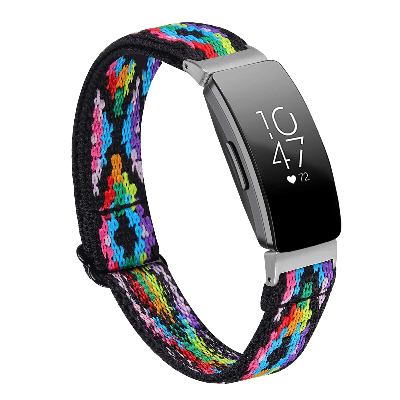 Miimall Sport Strap Compatible with Fitbit Inspire 2/Inspire HR/Inspire, Soft Nylon Elasticity Wristband Slim Skin-Friendly Adjustable Replacement Breathable Band Women Men for Fitbit Luxe-Pink blue