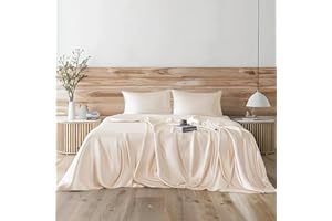 Candoury Satin Sheets Bed Set 6 Pcs, King Size Silky Bedding Set, Soft and Durable Pillowcase, Flat Sheet and Fitted Sheet, H