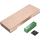 SHARPAL 204N Leather Strop (Genuine Cowhide) 8" x 3" Kit with 2 Oz. Polishing Compound & Angle Guide, Knife Stropping Block f