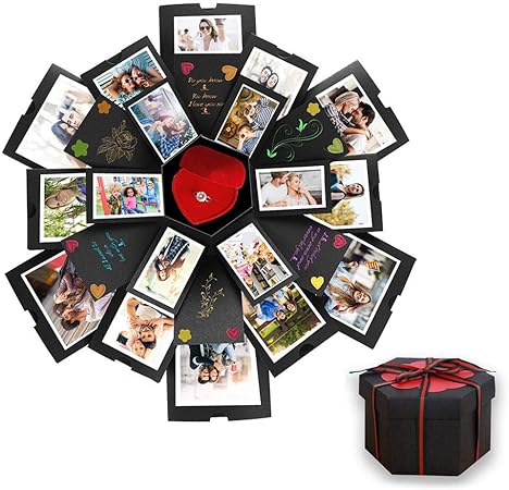 Boite Cadeau Creative Boite Surprise Explosion Diy Memoire Box Album Photo Scrapbooking Album Photo Gift Box Pour Amis Amoureux Anniversaire Saint Valentin Mariage Amazon Fr Cuisine Maison