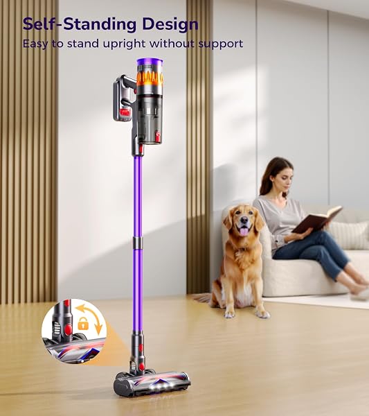 VIAFLY CORDLESS VACUUM CLEANER, 600W 50KPA 70 MINS VACUUM CLEANERS FOR HOME, SELF-STANDING STICK VACUUM WITH TOUCH SCREEN, WALL DOCK, ANTI-TANGLE RECHARGEABLE VACUUM FOR PET HAIR CARPET HARDWOOD FLOOR